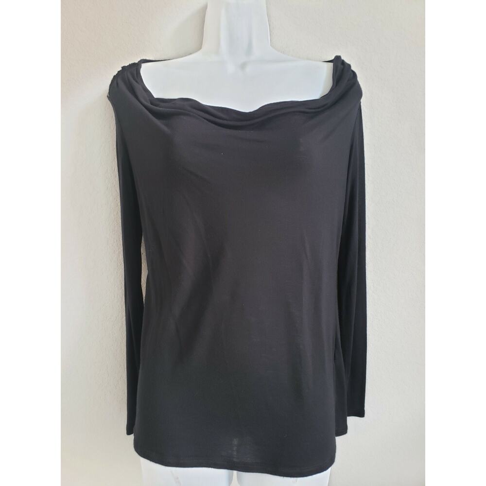 EUC Ella Moss Black Boat Neck Long Sleeve Back‎ Sequined Soft Size XS Shirt